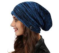 Ruphedy Women Slouchy Beanie Hat Knit Long Baggy Slouch Skull Cap for Winter, B5001-blue, One Size