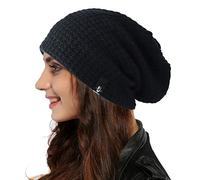 Ruphedy Women Slouchy Beanie Hat Knit Long Baggy Slouch Skull Cap for Winter, Solid-black, One Size