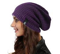 Ruphedy Women Slouchy Beanie Hat Knit Long Baggy Slouch Skull Cap for Winter, Solid-purple, One Size