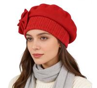 Ruphedy Womens Beret Beanie Chic Wool French Beret Dress Winter Hats Hy022 (Red)