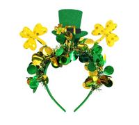 RUPOFUZA St. Patrick's Day Headbands, Gold Tinsel Shamrock Hats Gold Clover Headband Saint Patricks Day Irish Headwear Costume Accessories for Women St Patricks Day Accessories