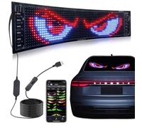 Rupse Programmable LED Sign, 14.8"x3.7" Devil Eyes Car Lights, Flexible USB 5V LED Car Sign, IP66 Waterproof Programmable Display with APP Control, Scrolling Message Board for Store Bar Hotel