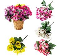 rupusiner Artificial Flower Plants 4Pcs Plastic Silk Bouquets Fake Small Wild Flowers Decoration for Home Garden Wall Wedding Party