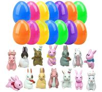 rupusiner Easter Eggs Filled with Toys 14Pcs Mini Surprise Eggs with Bunny Figures Cute Farm Rabbit Display for Kids Boys Girls Party Favor Classroom