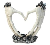 rupusiner Halloween Heart Hands Sculpture, Skeleton Hand Heart Shaped Finger Gesture, 5.7x5.9 Inch Resin Gothic Skull Decor, Skeleton Decor for Coffee Table Bookshelf Desktop