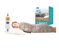 Ruqiji 17''x33'' Weighted Heating Pad, 5.2lbs with 12 Temperature Settings& Countdown Display, Pain Relief for Back/Neck/Shoulders/Abdomen/Legs, Birthday Gifts for Mom Dad Women Men (Light Tan)