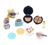 Ruqingg Dollhouse Kitchen Set, 10Pcs/Set 1:12 Scale Plastic Dollhouse Kitchen Accessories Includes Waffle Maker, Toaster, Scale Stand, Mixer for Kids, Style 1
