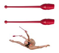 Ruqingg Rhythmic Gymnastics Sticks 2Pcs 13.78inch PVC Solid Rhythmic Gymnastics Clubs for Adult Children Training Equipment, Red
