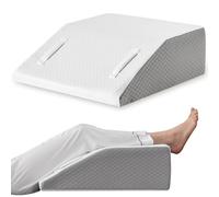 Ruqmuis Leg Elevation Pillows for Sleeping, Memory Foam Wedge Pillow for Legs, Knee Wedge Pillow for After Surgery, Swelling, Back Pain and Circulation, Non-Slip Base, Removable Cover (10 Inch, White)
