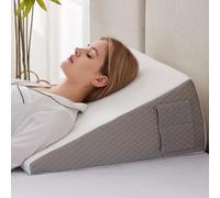 Ruqmuis Wedge Pillow for Sleeping, 12" Bed Wedge Pillow for Headboard, Triangle Incline Wedges for Acid Reflux, Pillows Wedge for Back Pain Relief, Elevated Leg Pillows After Surgery, Snoring, White