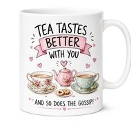 RUQVKWLA Best Friend Birthday Gifts, Funny Tea Best Friend Mug, Ceramic Cup | White ceramic 360ml cup, 9.5cm high. Ideal for daily tea chats, making it wonderful friend gifts and gifts for friends.