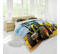 Rural Bedding Set Tractor Single Size Quilt Cover, Soft and Skin-Friendly Microfiber Material, Suitable for Students' Summer Duvet Cover (Includes 1 Quilt Cover and 2 Pillowcases)