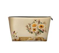 Rural Bees Wildflowers Leather Travel Wash Bag, A Fashionable and Practical Makeup Organizer