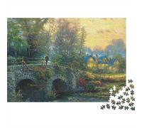 Rural Bridge Landscape 1000 Pieces Sturdy Cardboard Jigsaw Puzzle for Collectors, Logic Skill Puzzle, Party Game, Best Gift for Puzzle Enthusiasts 52x38cm/1000pcs