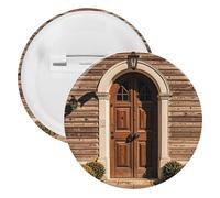 Rural Door Design Retro Badge Metal Round Pins, Lightweight Brooch for Backpack, Fashion Button Pins Badge for Shirts, Jackets, Shawl Coat, Unisex, 20PCS, Tinplate, metal round pins