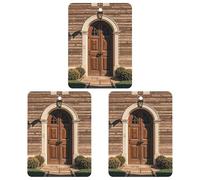 Rural Door Design Retro Car Air Freshener, 3 Pcs Square Hanging Air Freshener Cards, Long Lasting Fragrance Scented Cards for Car, Home, Office Gray-style