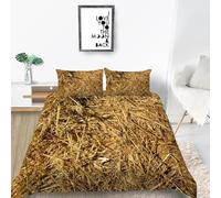 Rural Double Duvet Cover Straw Bedding Sets 3D Print 3 Pieces Soft Brushed Microfiber Quilt Cover 200x200 cm + 2 Pillowcases with Zipper D1557