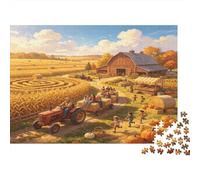 Rural Farm Harvest Scene 1000 Piece Jigsaw Puzzle Paper for Adults Autumn Golden Fields Jigsaw Puzzle for Family Relaxing Focus Home Decor Gift 70x50cm/1000pcs