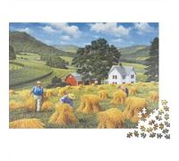 Rural Farm Scene 1000 Piece Jigsaw Puzzles Harvest Farm Fields for Adult Educational Games Beautiful Decoration Challenge High Difficulty Birthday Gifts 38x26cm/1000pcs