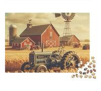 Rural Farm Scene 1000 Piece Jigsaw Puzzles Old Tractor Farm Scene Adults Aged 12 And Above Educational Games Home Decoration Challenge High Difficulty Birthday Gifts 52x38cm/1000pcs