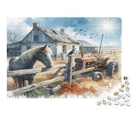 Rural Farm Scene 1000 Pieces Puzzles Colorful Rusty Farm Horse Scene Wall Decoration Decompression Jigsaw for Men And Women Challenging Puzzles Jigsaw Puzzles for Adults 70x50cm/1000pcs