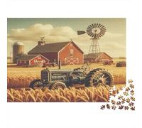 Rural Farm Scene 1000pcs Jigsaw Puzzle for Adults, Recycled Paper, Non-Reflective Surface, Farm Tractor, Educational Family Fun, Improves Concentration & Problem-Solving 52x38cm/1000pcs
