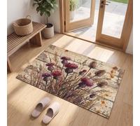 Rural Farmhouse Door Mats Indoor, 90 x 150 cm for Front & Back Door | Retro Thistle Flower Wheat Ear Floor Mats, Non Slip, Ultra Soft, Stain Resistance Carpet, Low Pile, Bedroom, Laundry Room, Study