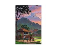 Rural Field House Landscape Painting (3) Poster Attractive View Wall Art Canvas Printings for Room Aesthetic12x18inch(30x45cm) Unframe-style-1