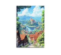 Rural Field House Landscape Painting (5) Poster Attractive View Wall Art Canvas Printings for Room Aesthetic20x30inch(50x75cm) Unframe-style-1