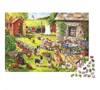 Rural Garden Puzzles for Elderly 1000Pc Recyclable Paper Country Pets Puzzle for Adults Interesting Family Game Props Party Game Props for Home 70x50cm/1000pcs
