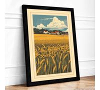 Rural Harvest Rustic Framed Wall Art Print A3 Black