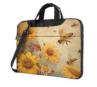 Rural Honey Bees flowers Print Laptop Bag Case 13 inch, Computer Sleeve Cover with Shoulder Strap and Handle Briefcase Carry Case for Men Women to Work School Travel