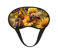 Rural Honey Bees Flowers Print Sleep Mask for Side Sleepers Cute Blackout Eye Mask Shades Cover for Home or Travel