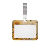 Rural Honey Bees Flowers Printed ID Badge Holder with Lanyard, Clear Plastic Badge Holder for Work, School, Hospital, Security - Water Resistant & Dirt Proof