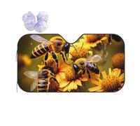 Rural Honey Bees Flowers Printing Car Windshield Sunshade-Thicken Bubble Block Heat and Sun UV Rays,Front Windshield,Sun Visor