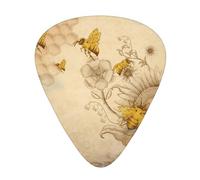 Rural Honey Bees Wildflowers 12-Pack Guitar Picks Set â€“ Unique Single-Sided Printed Picks With Abs Material For Acoustic, Electric Guitars & Ukuleles