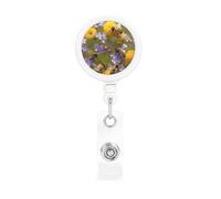 Rural Honey Bees Wildflowers Print Retractable Badge Holder, Cute Nursing Badge Reel, Badge Clip Id Card Holders