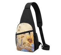 Rural Honey Bees Wildflowers Printed Chest Bag Sling Bag for Men Women, Outdoor Crossbody Fanny Packs Hiking Chest Packs Sport Daypacks