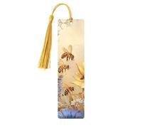 Rural Honey Bees Wildflowers Printed Metal Bookmarks M - Gold Lightweight Aluminium Book Marker for Books, Journals & Gifts, Ideal Book Lovers, Holiday Decor & Crafts