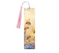 Rural Honey Bees Wildflowers Printed Metal Bookmarks M - Pink Lightweight Aluminium Book Marker for Books, Journals & Gifts, Ideal Book Lovers, Holiday Decor & Crafts