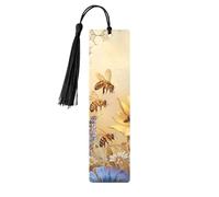 Rural Honey Bees Wildflowers Printed Metal Bookmarks S - Black Lightweight Aluminium Book Marker for Books, Journals & Gifts, Ideal Book Lovers, Holiday Decor & Crafts