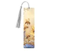 Rural Honey Bees Wildflowers Printed Metal Bookmarks S - Gray Lightweight Aluminium Book Marker for Books, Journals & Gifts, Ideal Book Lovers, Holiday Decor & Crafts