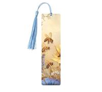 Rural Honey Bees Wildflowers Printed Metal Bookmarks S - Sky Blue Lightweight Aluminium Book Marker for Books, Journals & Gifts, Ideal Book Lovers, Holiday Decor & Crafts