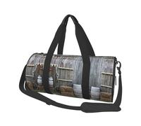 Rural House Travel Duffel Bag for Women Men,Print Polyester Tote Round Luggage Bag with Shoulder Strap