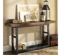 Rural Industrial Solid Wood Console Table, Double-Tier Storage Hallway Table, Metal Frame Behind Couch Table, Rectangular Sideboard for Living Room Entryway Front Door(120X30X75CM, Single Layer)