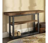 Rural Industrial Solid Wood Console Table, Double-Tier Storage Hallway Table, Metal Frame Behind Couch Table, Rectangular Sideboard for Living Room Entryway Front Door(120X30X75CM, Double Layer)