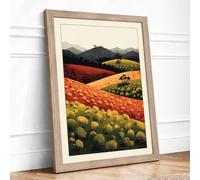 Rural Landscape Harmony Rustic Framed Wall Art Print A1 (84.1×59.4cm) Oak, Wall Decor for Living Room, Bedroom, Office & Home, Ready to Hang, Art Gift