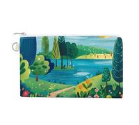 Rural Landscape Painting Coin Purse Canvas Wallet with Zipper Portable Mini Change Pouch Cute Money Pouch Small Organizer Coin Card Key Holder for Women Girls Daily Use Gift