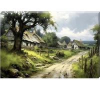 Rural Landscape Roads Buildings Wall Art Canvas Painting Print Contemporary 28" x 20"