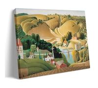 Rural Landscape Wall Art - Stone City, Iowa 1930 by Grant Wood, American Regionalism Poster with Farm Buildings And Rolling Countryside Wall Art Bedroom Prints Home Decor Hanging Picture Canvas Paint